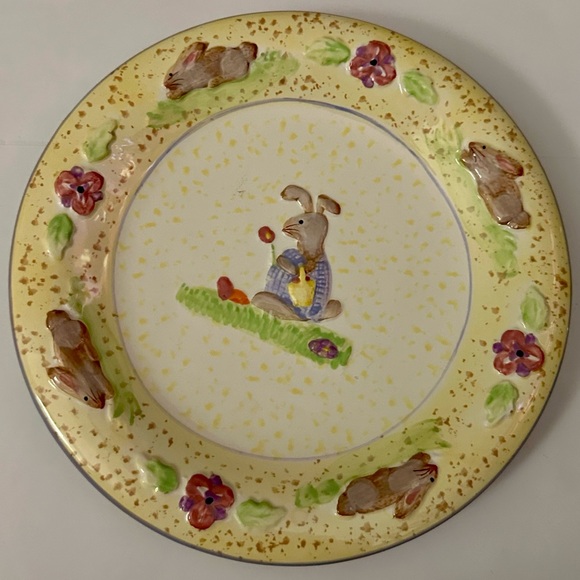 Baum Bros Style Eyes Vintage Dessert Plate, Embossed Rabbits, Rare Easter Decor - Picture 12 of 12